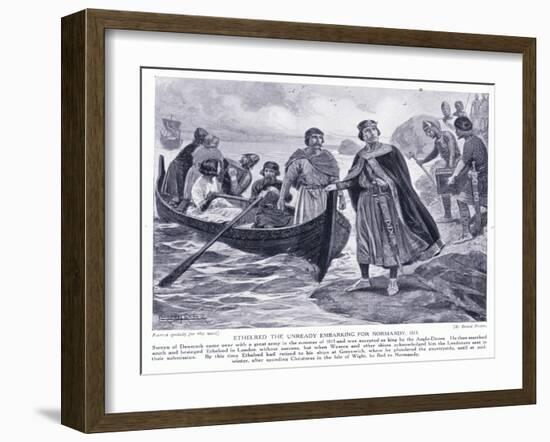 Ethelred the Unready Embarking for Normandy Ad1013, 1920's-Ernest Prater-Framed Giclee Print