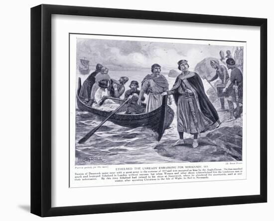 Ethelred the Unready Embarking for Normandy Ad1013, 1920's-Ernest Prater-Framed Giclee Print