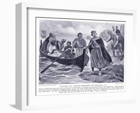 Ethelred the Unready Embarking for Normandy Ad1013, 1920's-Ernest Prater-Framed Giclee Print
