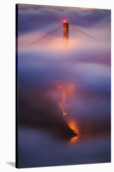 Ethereal Gold Detail in Fog at San Francisco, Golden Gate Bridge-Vincent James-Stretched Canvas