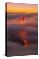 Ethereal Gold, Fog Covered Golden Gate Bridge, San Francisco-null-Stretched Canvas