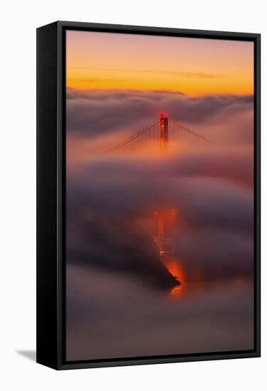 Ethereal Gold, Fog Covered Golden Gate Bridge, San Francisco-null-Framed Stretched Canvas