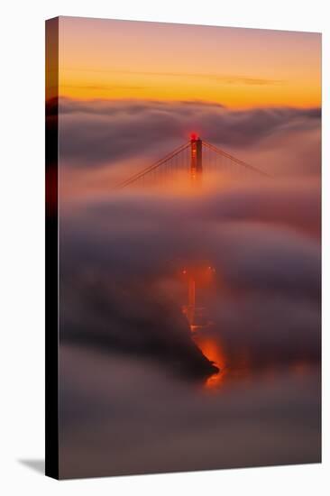 Ethereal Gold, Fog Covered Golden Gate Bridge, San Francisco-null-Stretched Canvas