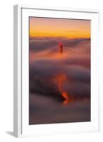 Ethereal Gold, Fog Covered Golden Gate Bridge, San Francisco-null-Framed Photographic Print