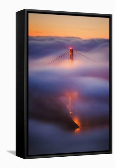 Ethereal Gold Sunrise in Fog at San Francisco, Golden Gate Bridge-Vincent James-Framed Stretched Canvas