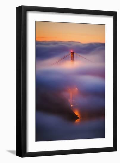 Ethereal Gold Sunrise in Fog at San Francisco, Golden Gate Bridge-Vincent James-Framed Photographic Print