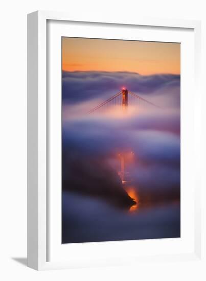 Ethereal Gold Sunrise in Fog at San Francisco, Golden Gate Bridge-Vincent James-Framed Photographic Print