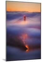 Ethereal Gold Sunrise in Fog at San Francisco, Golden Gate Bridge-Vincent James-Mounted Photographic Print