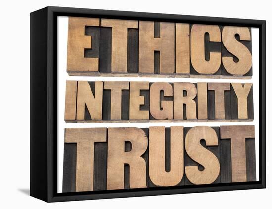 Ethics, Integrity, Trust Word-PixelsAway-Framed Stretched Canvas