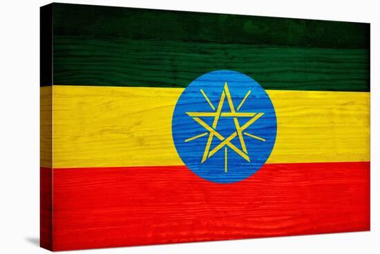 Ethiopia Flag Design with Wood Patterning - Flags of the World Series-Philippe Hugonnard-Stretched Canvas