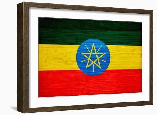 Ethiopia Flag Design with Wood Patterning - Flags of the World Series-Philippe Hugonnard-Framed Art Print