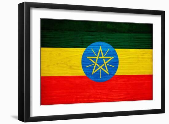 Ethiopia Flag Design with Wood Patterning - Flags of the World Series-Philippe Hugonnard-Framed Art Print