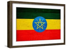 Ethiopia Flag Design with Wood Patterning - Flags of the World Series-Philippe Hugonnard-Framed Premium Giclee Print
