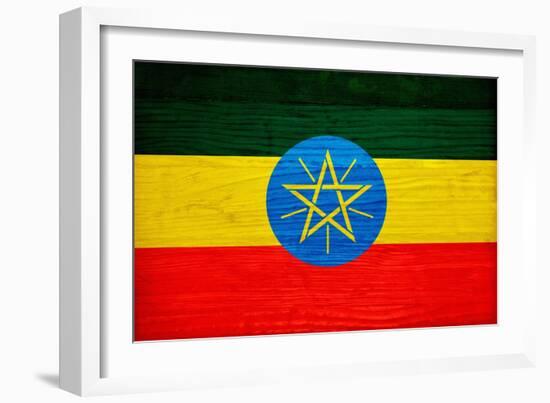 Ethiopia Flag Design with Wood Patterning - Flags of the World Series-Philippe Hugonnard-Framed Premium Giclee Print