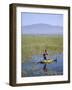 Ethiopia, Lake Awassa; a Young Boy Punts a Traditional Reed Tankwa Through the Reeds-Niels Van Gijn-Framed Photographic Print