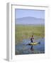 Ethiopia, Lake Awassa; a Young Boy Punts a Traditional Reed Tankwa Through the Reeds-Niels Van Gijn-Framed Photographic Print