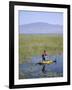 Ethiopia, Lake Awassa; a Young Boy Punts a Traditional Reed Tankwa Through the Reeds-Niels Van Gijn-Framed Photographic Print