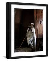 Ethiopia, Lalibela; a Priest in One of the Ancient Rock-Hewn Churches of Lalibela-Niels Van Gijn-Framed Photographic Print