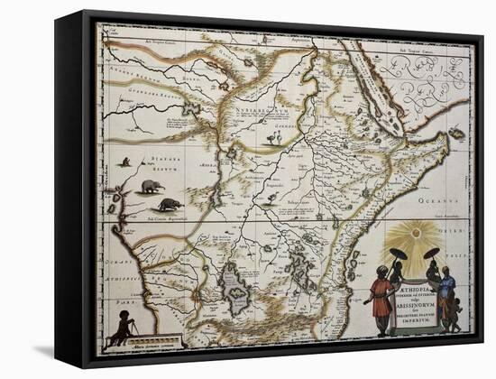 Ethiopia Old Map. Created By Joan Blaeu, Published In Amsterdam 1650-marzolino-Framed Stretched Canvas