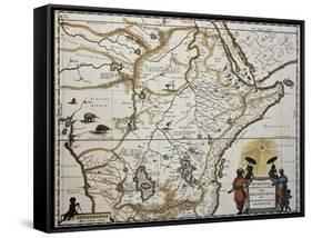 Ethiopia Old Map. Created By Joan Blaeu, Published In Amsterdam 1650-marzolino-Framed Stretched Canvas