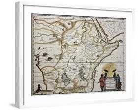 Ethiopia Old Map. Created By Joan Blaeu, Published In Amsterdam 1650-marzolino-Framed Art Print