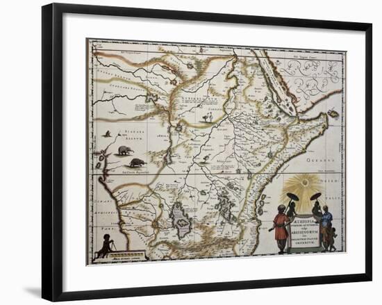 Ethiopia Old Map. Created By Joan Blaeu, Published In Amsterdam 1650-marzolino-Framed Art Print