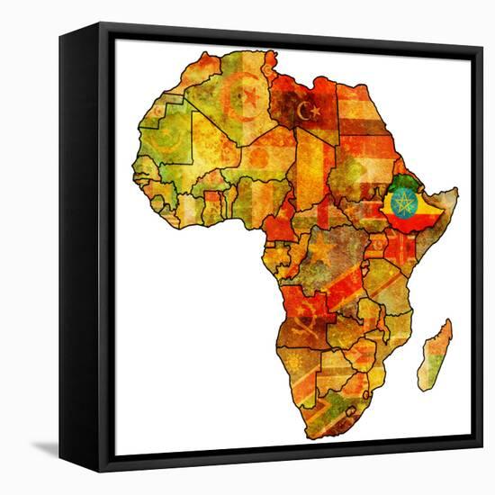 Ethiopia on Actual Map of Africa-michal812-Framed Stretched Canvas