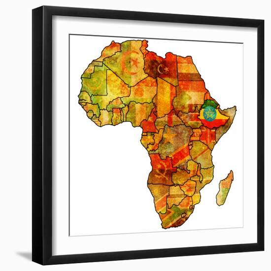 Ethiopia on Actual Map of Africa-michal812-Framed Premium Giclee Print