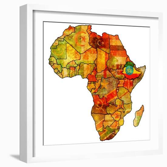 Ethiopia on Actual Map of Africa-michal812-Framed Premium Giclee Print