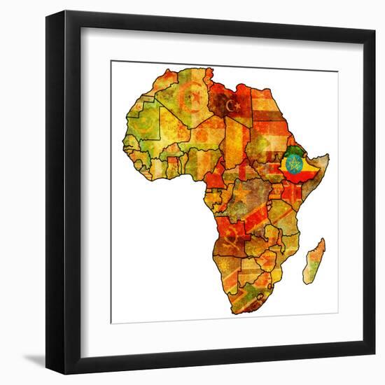 Ethiopia on Actual Map of Africa-michal812-Framed Art Print