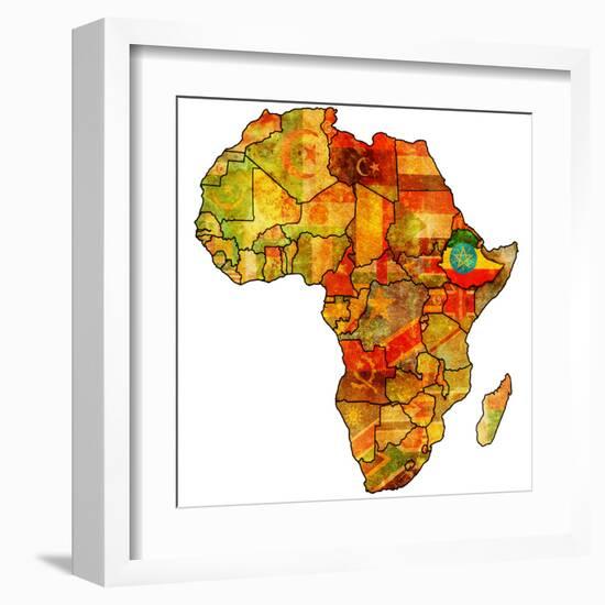 Ethiopia on Actual Map of Africa-michal812-Framed Art Print