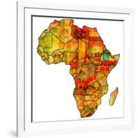 Ethiopia on Actual Map of Africa-michal812-Framed Art Print