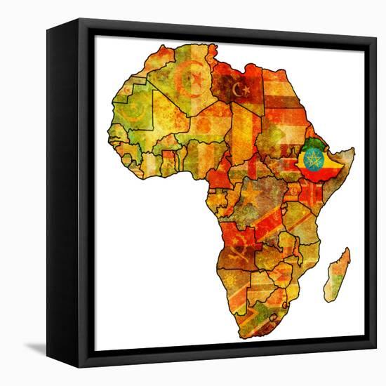 Ethiopia on Actual Map of Africa-michal812-Framed Stretched Canvas