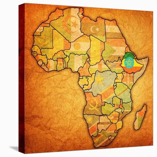 Ethiopia on Actual Map of Africa-michal812-Stretched Canvas