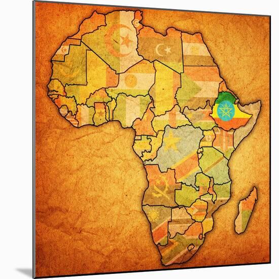 Ethiopia on Actual Map of Africa-michal812-Mounted Premium Giclee Print