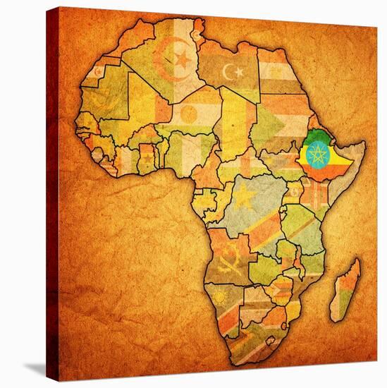 Ethiopia on Actual Map of Africa-michal812-Stretched Canvas