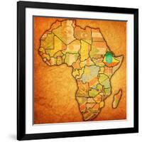 Ethiopia on Actual Map of Africa-michal812-Framed Art Print