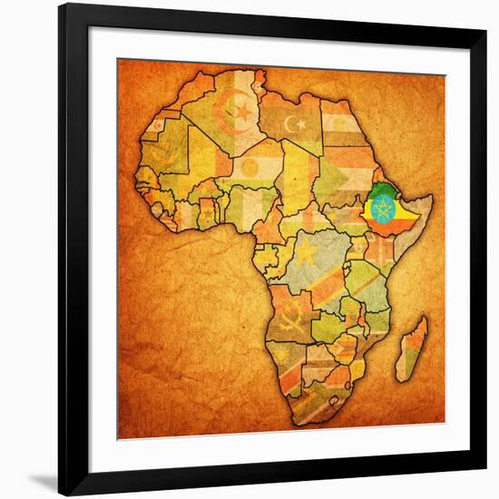 Ethiopia on Actual Map of Africa-michal812-Framed Art Print