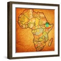 Ethiopia on Actual Map of Africa-michal812-Framed Art Print