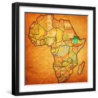 Ethiopia on Actual Map of Africa-michal812-Framed Art Print