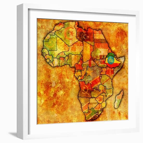 Ethiopia on Actual Map of Africa-michal812-Framed Art Print