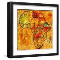 Ethiopia on Actual Map of Africa-michal812-Framed Art Print