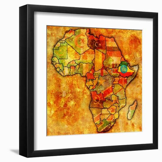 Ethiopia on Actual Map of Africa-michal812-Framed Art Print