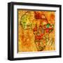 Ethiopia on Actual Map of Africa-michal812-Framed Art Print