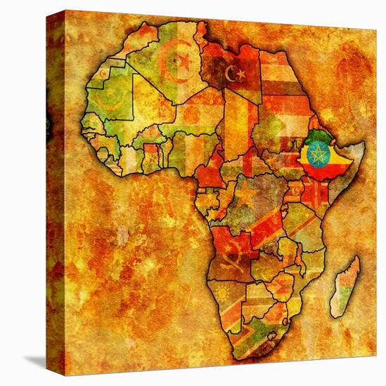 Ethiopia on Actual Map of Africa-michal812-Stretched Canvas