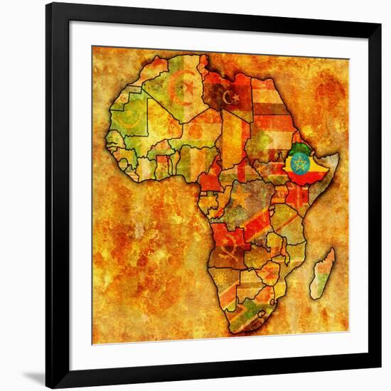 Ethiopia on Actual Map of Africa-michal812-Framed Art Print