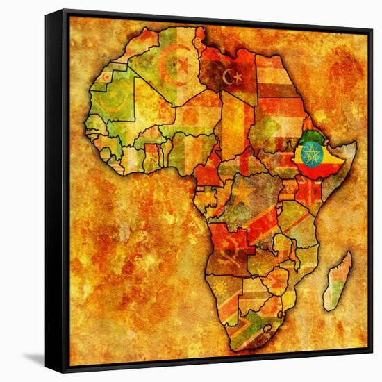 Ethiopia on Actual Map of Africa-michal812-Framed Stretched Canvas