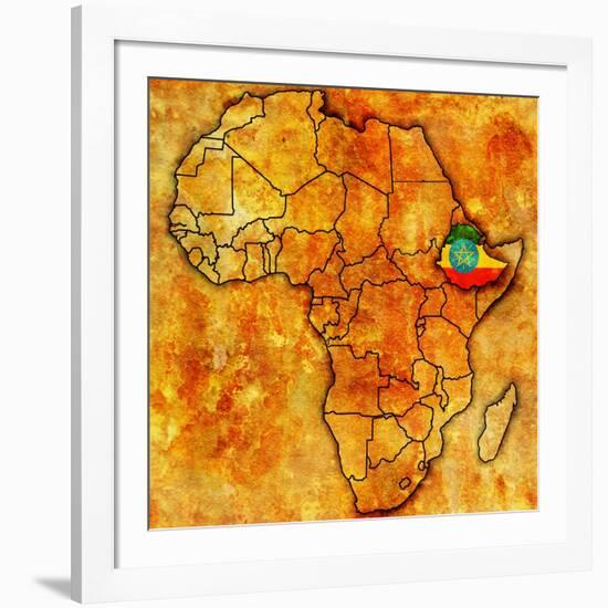 Ethiopia on Actual Map of Africa-michal812-Framed Art Print