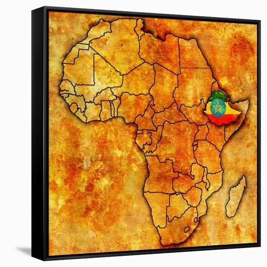 Ethiopia on Actual Map of Africa-michal812-Framed Stretched Canvas