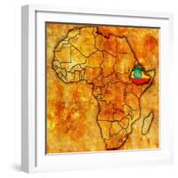 Ethiopia on Actual Map of Africa-michal812-Framed Art Print